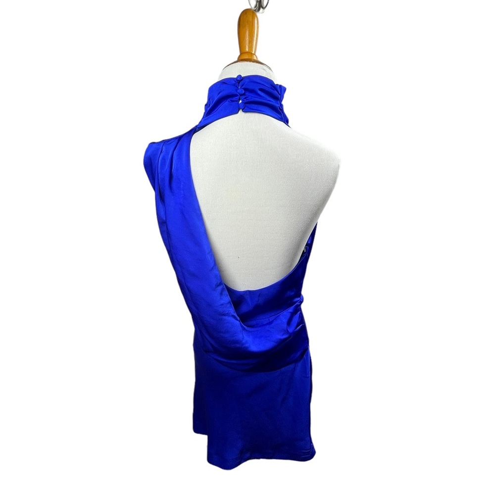 NWT Misha Electric Blue Hope Satin Mini Dress - Picture 4 of 5